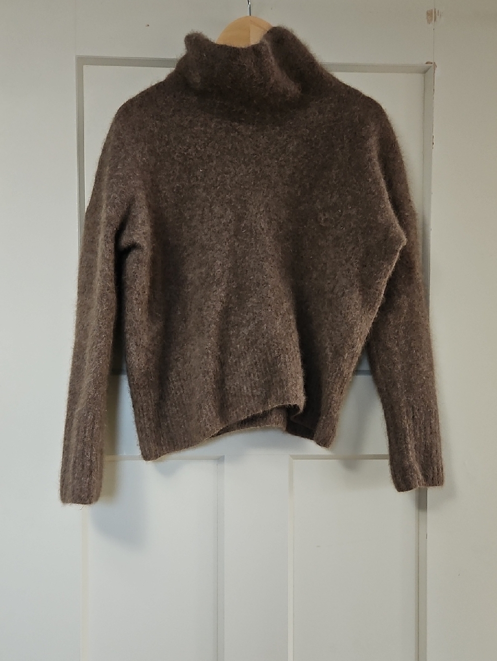 Women's Brown Fuzzy Turtleneck Sweater - Cozy Knit